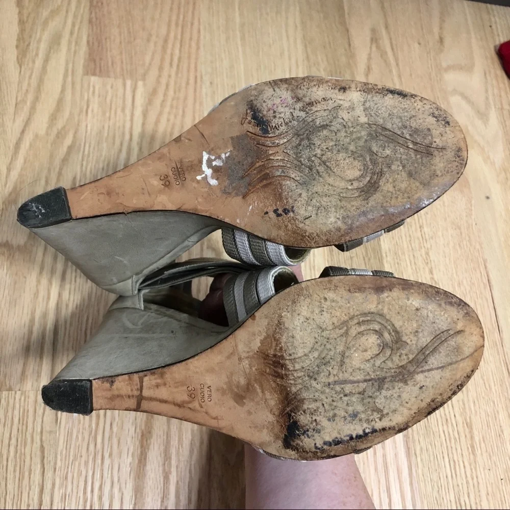 Jean Michel Cazabat Wrap Front Wedge Sandals 39